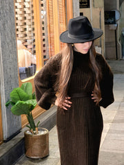 Brown Turtle Neck Dress
